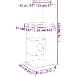 vidaXL Productos Para Mascotas-Rascador para gatos con postes de sisal 104 cm