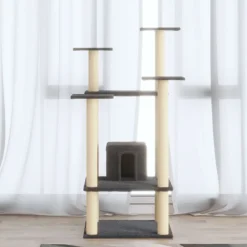vidaXL Rascador para gatos con postes de sisal 110 cm Gris oscuro Best