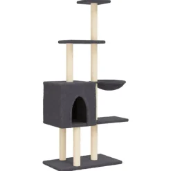 vidaXL Rascador para gatos con postes de sisal 145 cm Gris oscuro Sale