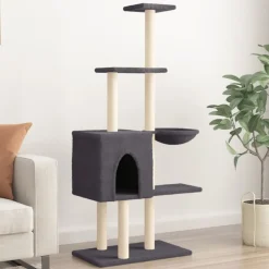 vidaXL Rascador para gatos con postes de sisal 145 cm Gris oscuro Sale