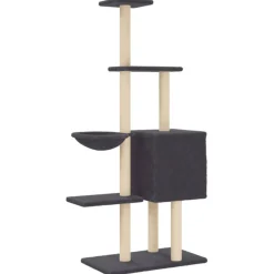 vidaXL Rascador para gatos con postes de sisal 145 cm Gris oscuro Sale