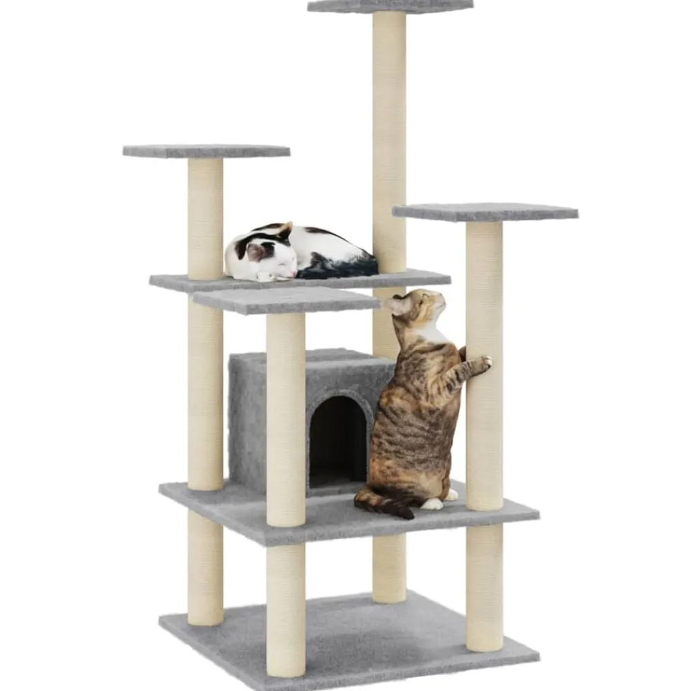 vidaXL Rascador para gatos con postes de sisal 110 cm Gris claro