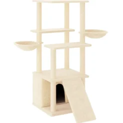 vidaXL Rascador para gatos con postes de sisal color 133 cm Crema Clearance