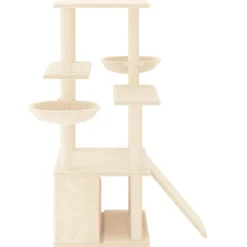 vidaXL Rascador para gatos con postes de sisal color 133 cm Crema Clearance
