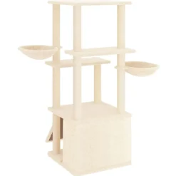 vidaXL Rascador para gatos con postes de sisal color 133 cm Crema Clearance