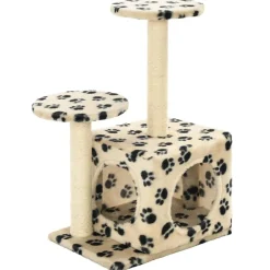 vidaXL Rascador para gatos con poste de sisal huellas beige 60 cm Beige con huellas&nbsp;de patas Hot