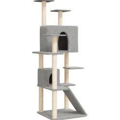 vidaXL Rascador para gatos con postes de sisal 153 cm Gris claro New