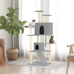 vidaXL Rascador para gatos con postes de sisal 153 cm Gris claro New