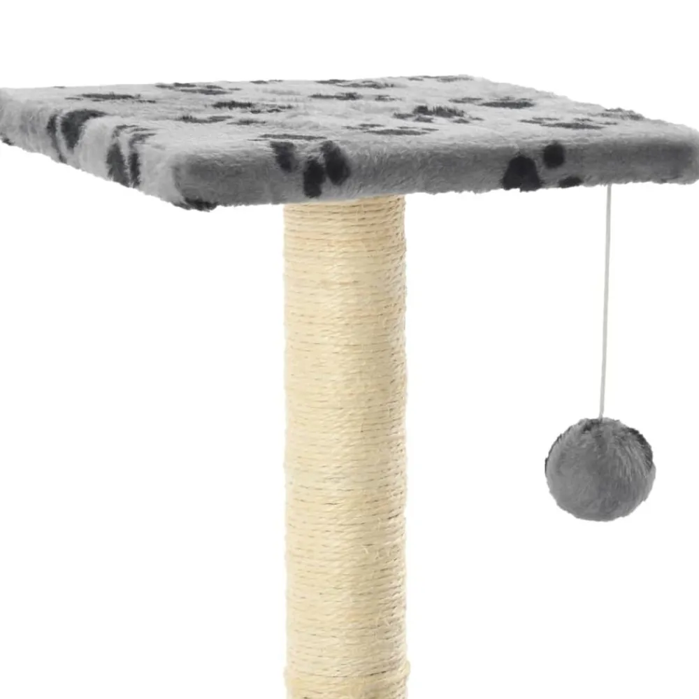 vidaXL Rascador para gatos con poste de sisal 65 cm huellas gris Gris con huellas de patas New
