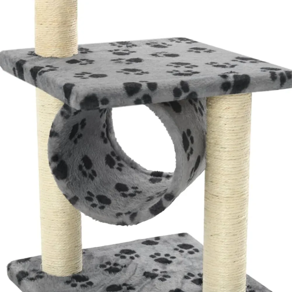 vidaXL Rascador para gatos con poste de sisal 65 cm huellas gris Gris con huellas de patas New