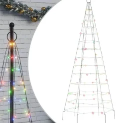 vidaXL Árbol de Navidad 200 LED de colores 180 cm Multicolor New
