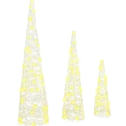 vidaXL Árbol de Navidad 3 pcs cálido 20 x 20 x 80 cm Acrílico c&aacute;lido Sale