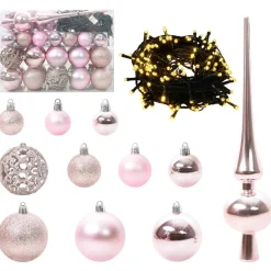 vidaXL Árbol de Navidad artificial con 150 LED 120 cm PVC y Acero Rosa Best