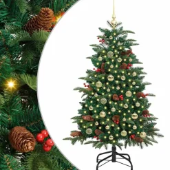 vidaXL Árbol de Navidad artificial Verde 150 cm PVC, Metal y Plástico New