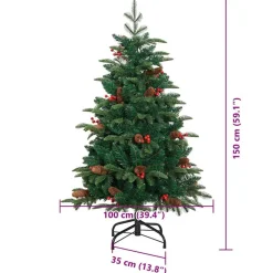 vidaXL Árbol de Navidad artificial Verde 150 cm PVC, Metal y Plástico New