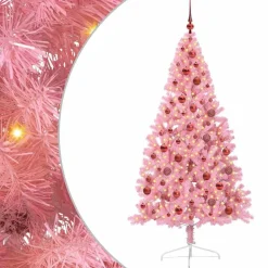 vidaXL Árbol de Navidad Artificial Preiluminado 180 cm PVC Rosa