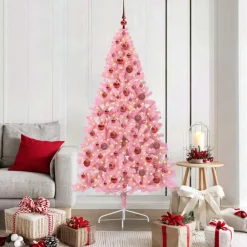 vidaXL Árbol de Navidad Artificial Preiluminado 180 cm PVC Rosa