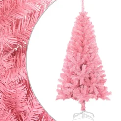 vidaXL Árbol de Navidad artificial con soporte PVC 150 cm Rosa Outlet