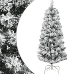 vidaXL Árbol de Navidad artificial con bisagras y nieve flocada 120 cm