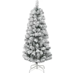 vidaXL Árbol de Navidad artificial con bisagras y nieve flocada 120 cm