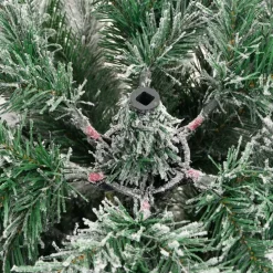 vidaXL Árbol de Navidad artificial con bisagras y nieve flocada 120 cm