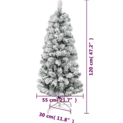 vidaXL Árbol de Navidad artificial con bisagras y nieve flocada 120 cm