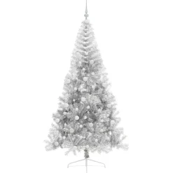 vidaXL Árbol de Navidad Artificial Preiluminado 210 cm PET Plateado Outlet