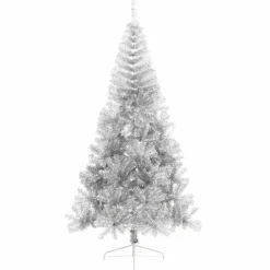 vidaXL Árbol de Navidad Artificial Preiluminado 210 cm PET Plateado Outlet