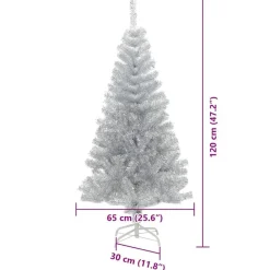 vidaXL Árbol de Navidad con 150 LED con soporte 120 cm PET Plateado Best