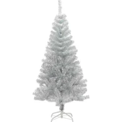 vidaXL Árbol de Navidad con 150 LED con soporte 120 cm PET Plateado Best