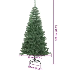 vidaXL Árbol de Navidad con 150 LED con soporte 120 cm PVC Verde Clearance