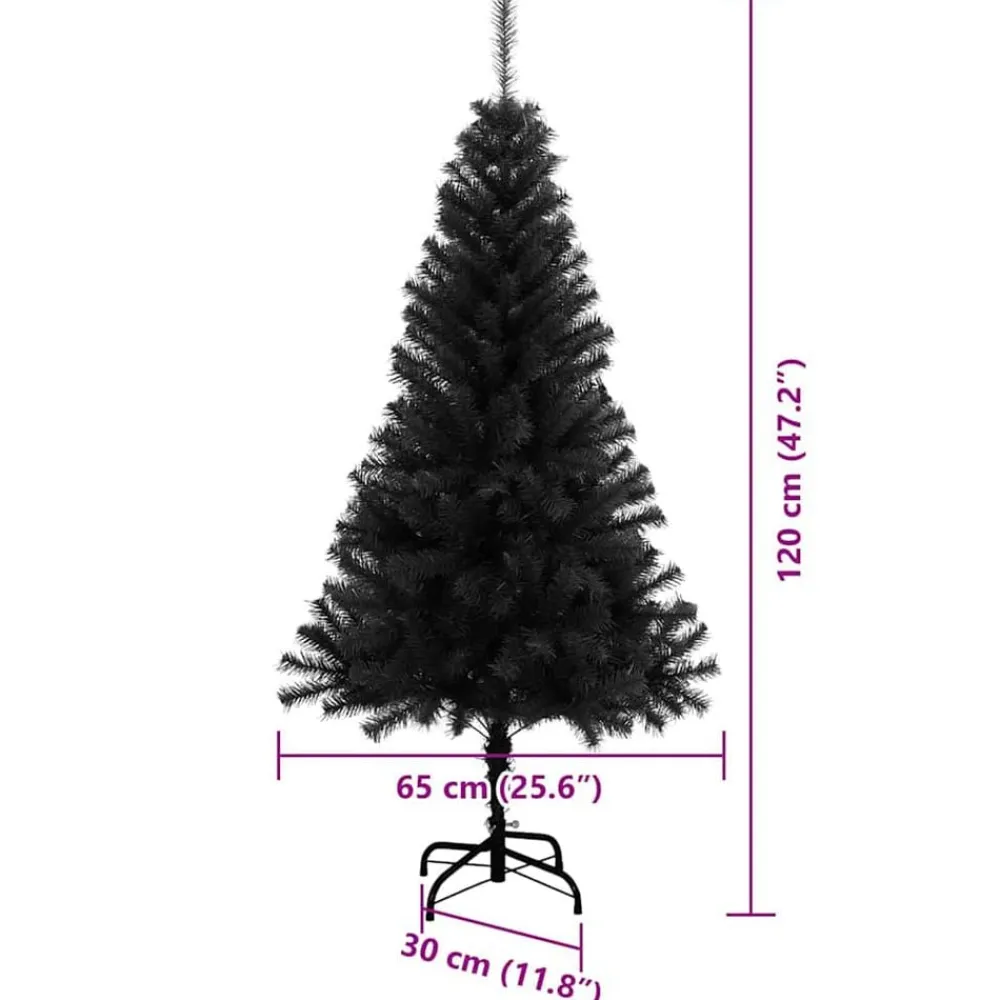 vidaXL Árbol de Navidad con 150 LED con soporte 120 cm PVC Negro Best