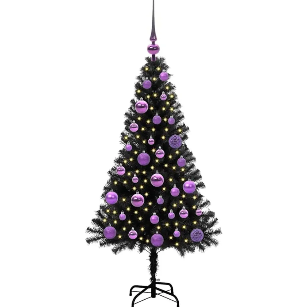 vidaXL Árbol de Navidad con 150 LED con soporte 120 cm PVC Negro Best