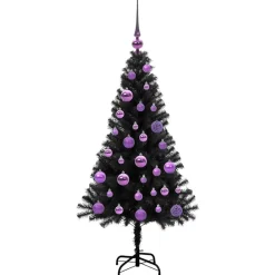 vidaXL Árbol de Navidad con 150 LED con soporte 120 cm PVC Negro Best