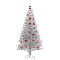 vidaXL Árbol de Navidad con 150 LED con soporte 120 cm PET Plateado