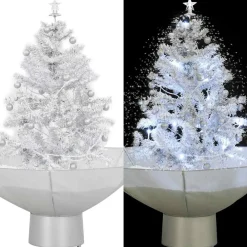 vidaXL Árbol de Navidad con nieve con base en paraguas 75 cm Blanco Sale