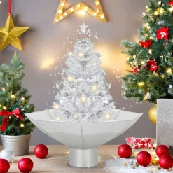 vidaXL Árbol de Navidad con nieve con base en paraguas 75 cm Blanco Sale
