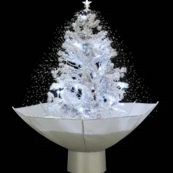 vidaXL Árbol de Navidad con nieve con base en paraguas 75 cm Blanco Sale