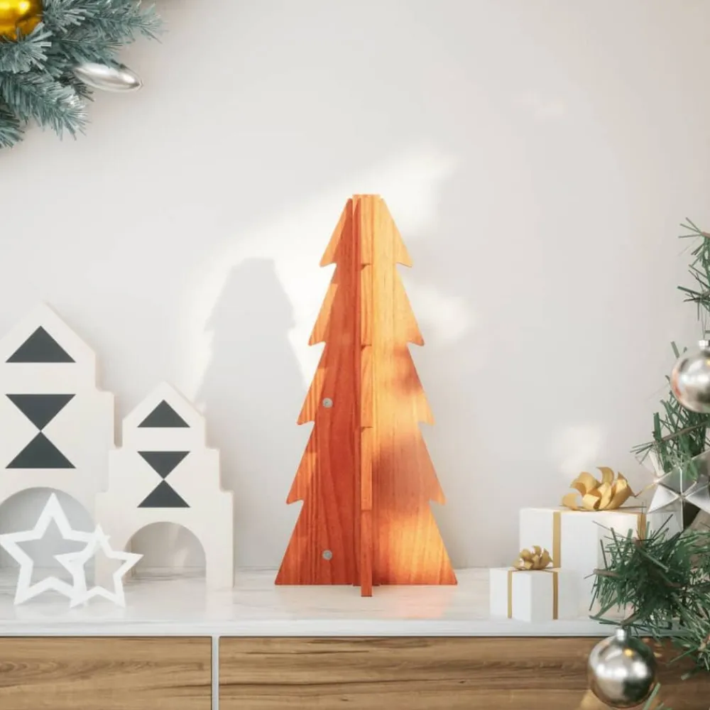 vidaXL Decoración-Árbol de Navidad de adorno madera maciza pino marrón cera 49 cm