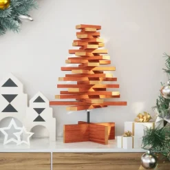 vidaXL Decoración-Árbol de Navidad de adorno madera maciza pino marrón cera 60 cm