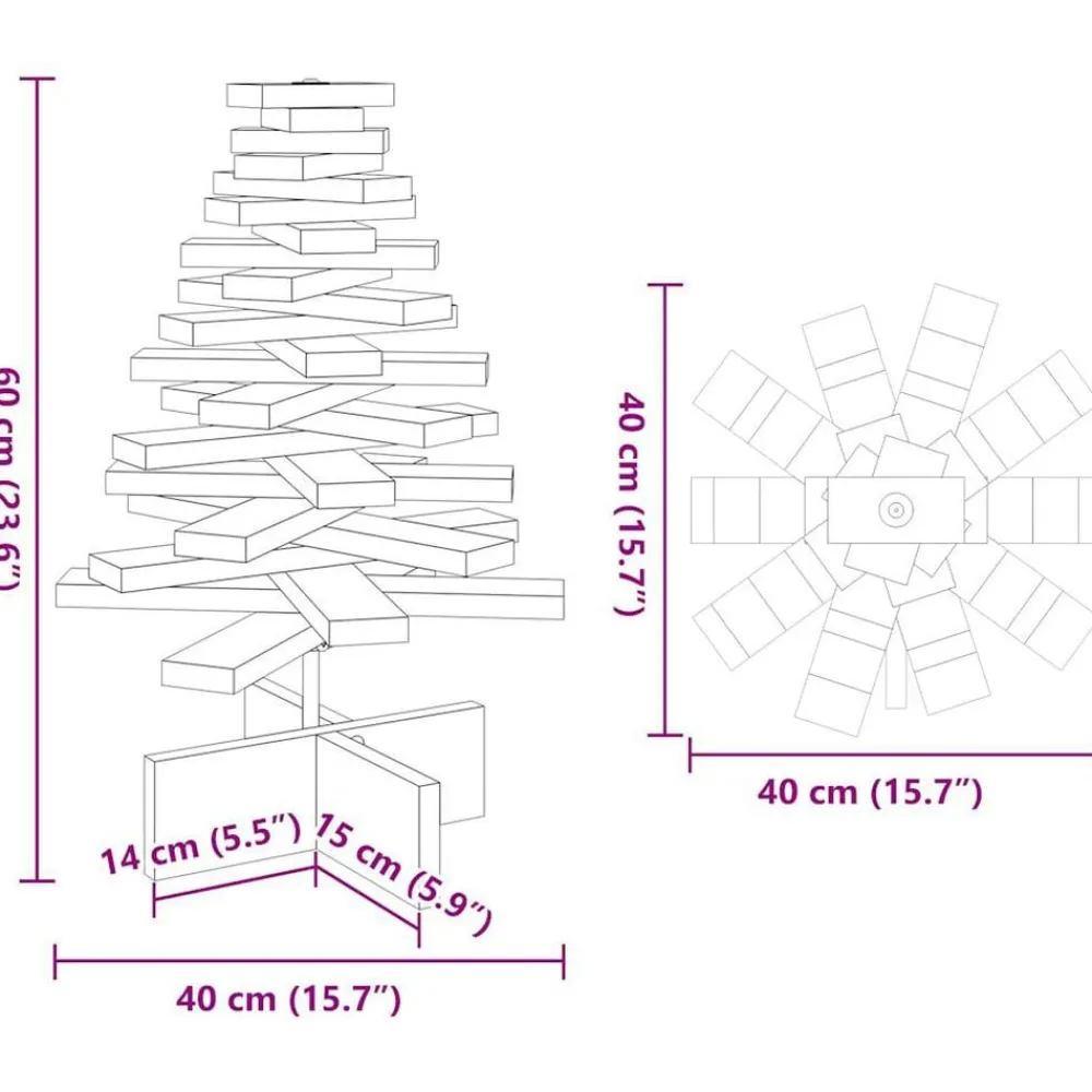 vidaXL Decoración-Árbol de Navidad de adorno madera maciza pino marrón cera 60 cm