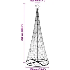 vidaXL Árbol de Navidad LED con 295 LED con soporte Frío 250 cm Metal fr&iacute;o Outlet