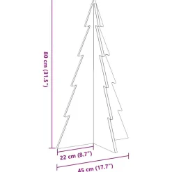 vidaXL Árbol Navidad de adorno madera maciza pino 80 cm Blanco