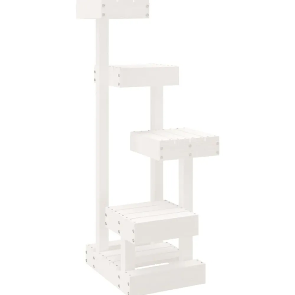vidaXL Árbol para gatos madera maciza de pino 45,5x49x103 cm Blanco Sale