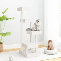 vidaXL Árbol para gatos madera maciza de pino 45,5x49x103 cm Blanco Sale