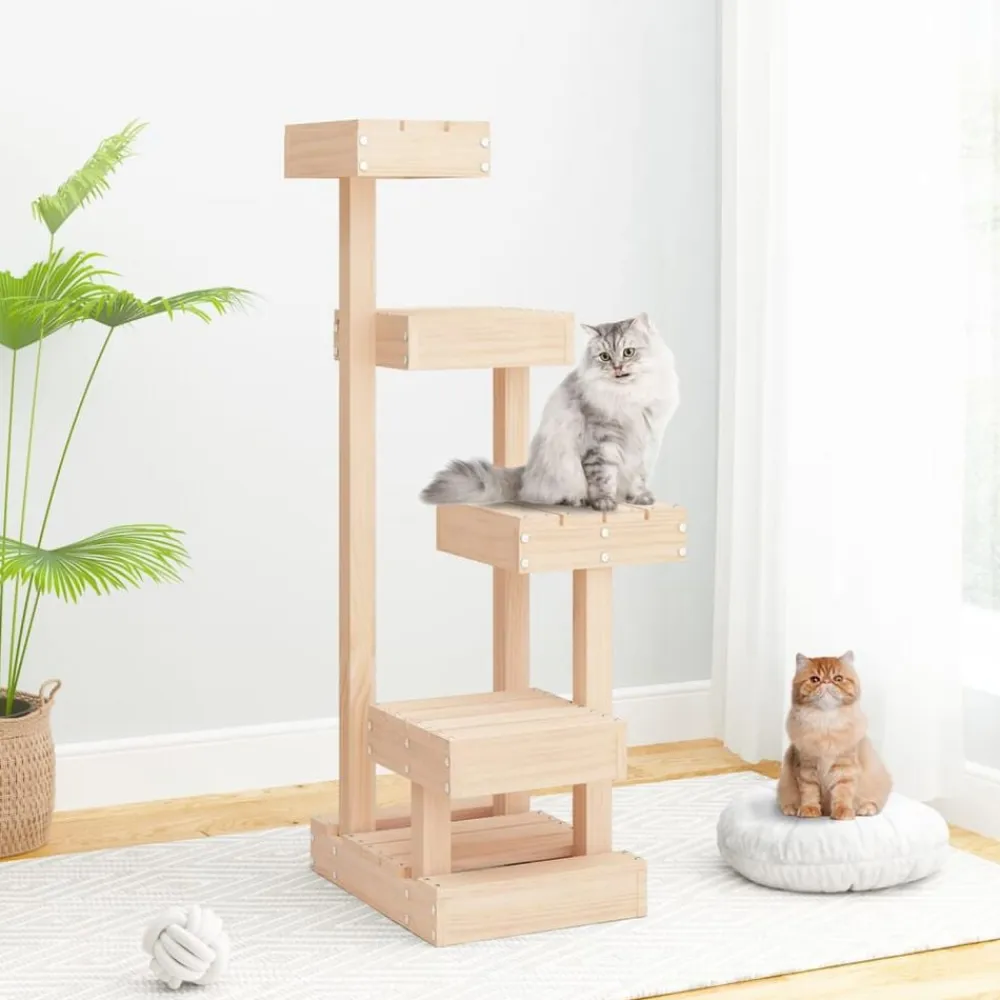 vidaXL Productos Para Mascotas-Árbol para gatos madera maciza de pino 45,5x49x103 cm