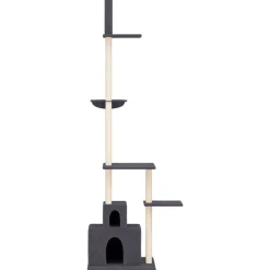 vidaXL Productos Para Mascotas-Árbol rascador gatos suelo a techo 250,5-276,5 cm