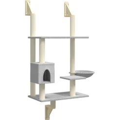 vidaXL Árbol rascador para gatos de pared 153 cm Gris claro Best