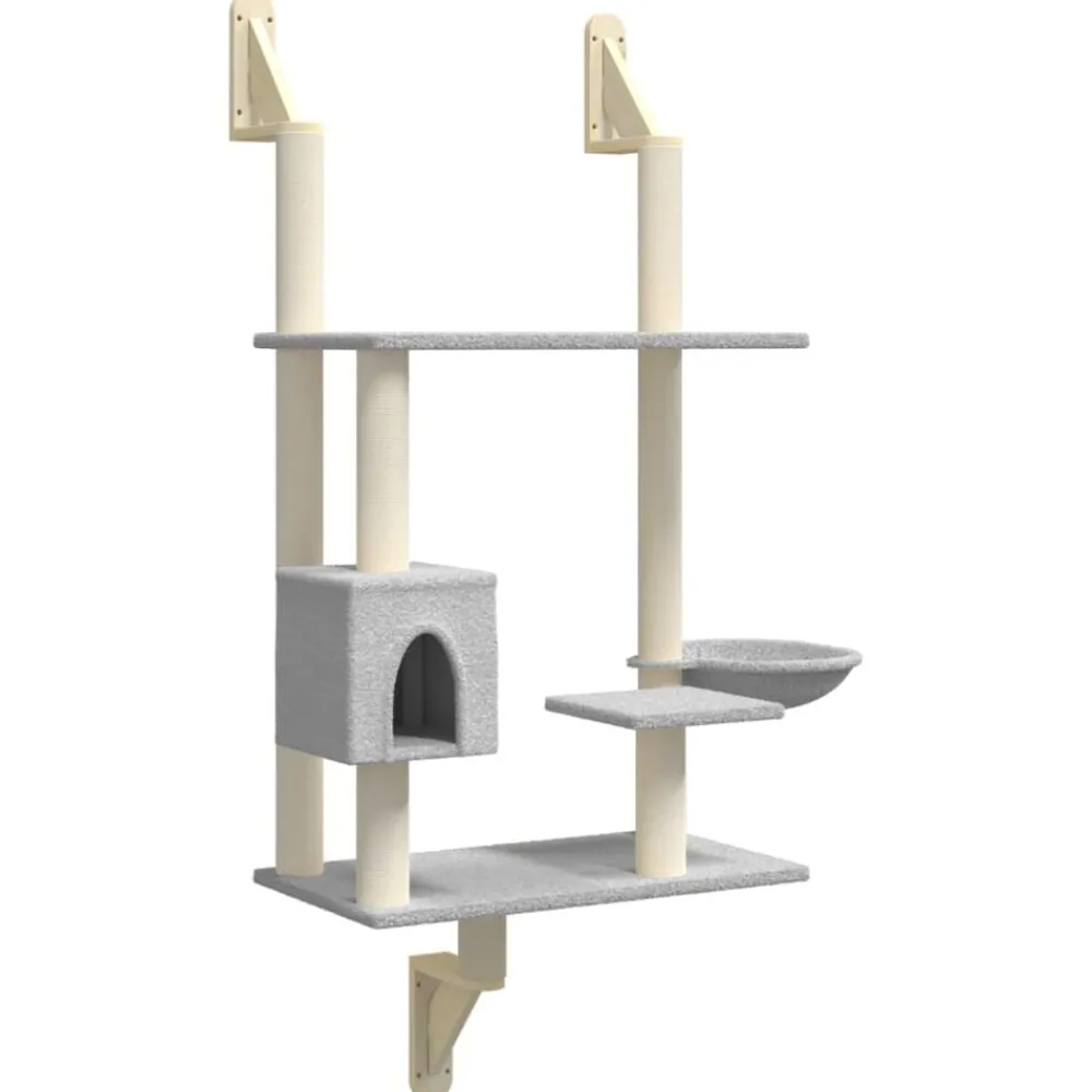 vidaXL Árbol rascador para gatos de pared 153 cm Gris claro Best