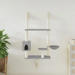 vidaXL Árbol rascador para gatos de pared 153 cm Gris claro Best